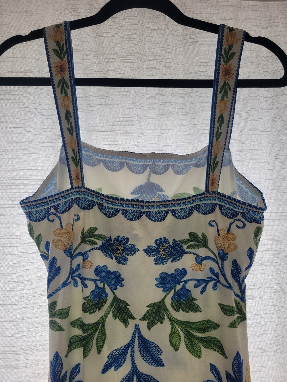 Women's White Blue Yellow Floral Midi Sundress Sleeveless Vacation Resort Dress - Picture 11 of 11